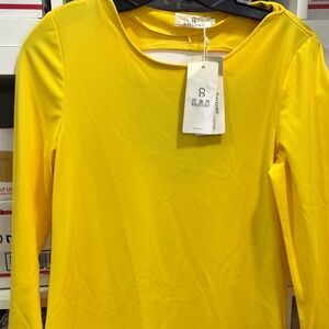 Baluoke Vibrant Yellow Long Sleeve Mini Dress NWT